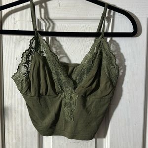 Green laced crop top